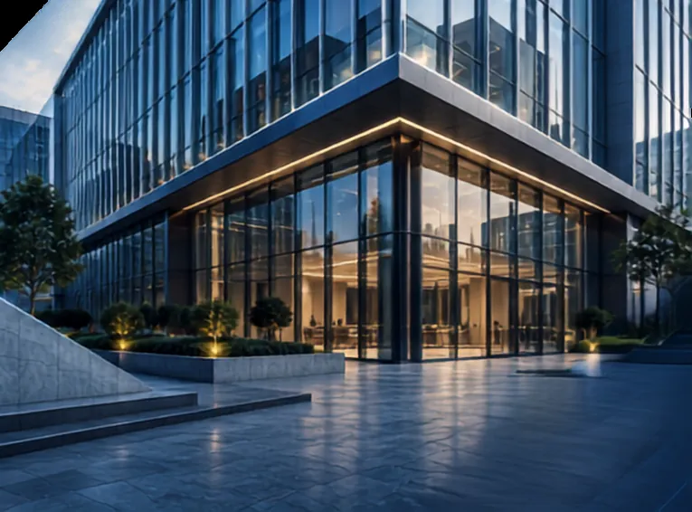 Glass office dusk